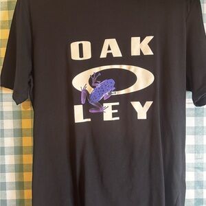 Oakley Black Tee with Blue Frog Graphic